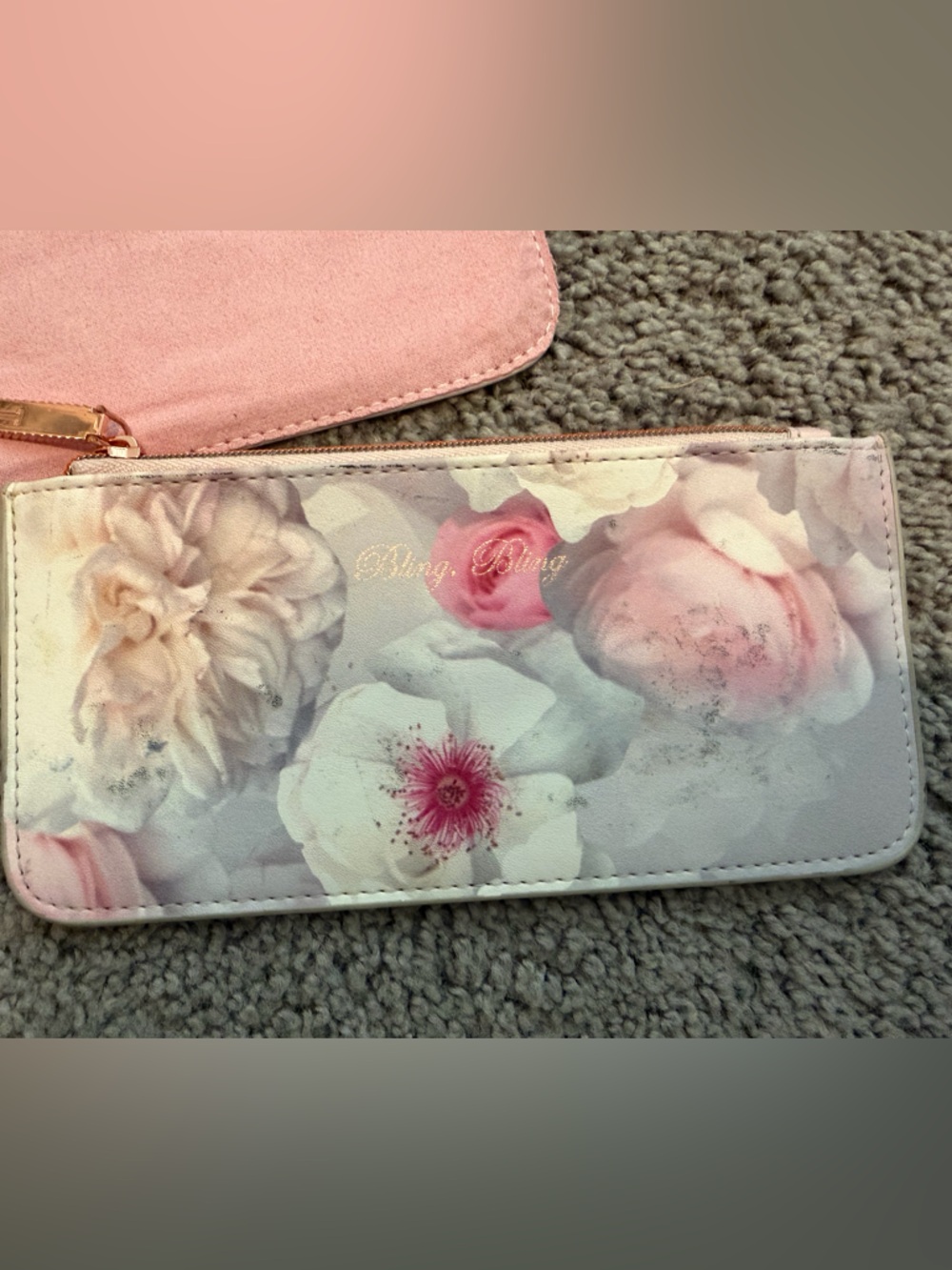 Ted Baker Pink Floral Jewelry Roll Case & Passport Holder Set - Picture 12 of 16